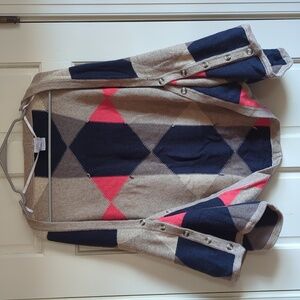 John & Jenn Argyle Draped Cardigan Sweater / Shaw / Scarf - Size S/M